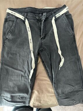 Charcoal Gray Casual Drawstring Denim joggers